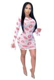 White adult Sexy Fashion Cap Sleeve Long Sleeves O neck Step Skirt Mini Ombre perspective Patchw