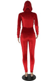 Rosso adulto casual moda patchwork solido asimmetrico stampa due pezzi abiti matita manica lunga