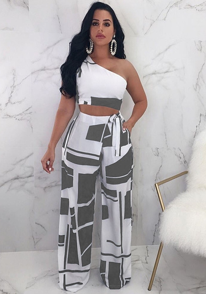

Grey Stitching Low Waist bandage Two-piece suit