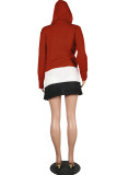 Rood gebreid Active Fashion asymmetrische tweedelige pakken voor volwassenen Print contrasterende kleur Recht Tw . met lange mouwen