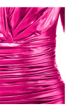Silberner Erwachsener Sexy Fashion Cap Sleeve Long Sleeves V-Ausschnitt Stufenrock Mini Drapierte Kette Fluoreszierend