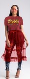 Rouge Sexy & Club O-Neck Robe de princesse à manches courtes Jupe mi-longue Robes d'été