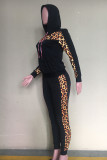 Черный взрослый повседневный модный принт камуфляжный лоскутный костюм из двух предметов леопардовый карандаш с длинным рукавом
