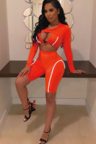Оранжевый модный сексуальный принт в стиле пэчворк с длинным рукавом