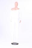 White Europe and America Fashion adult Solid Two Piece Suits Patchwork backless pencil Long Slee