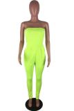 Fruit green Sexy Fashion Pocket Asymmetrical Solid Sleeveless Wrapped Jumpsuits