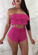 Mamelucos sexys de moda sólida sin espalda rosa