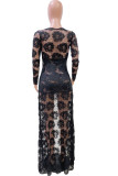 Black Lace Sexy Cap Sleeve Long Sleeves O neck Swagger Floor-Length lace Patchwork Solid 