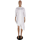 Белая мода Сексуальная юбка с короткими рукавами длиной 3/4 и круглым вырезом Асимметричная юбка Клубные платья