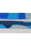 Blauw sexy patchwork tweedelige pakken print rechte tweedelige broekset met lange mouwen