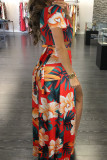 Mehrfarbige Mode für Erwachsene Sexy Patchwork-Druck Zweiteiler Split Floral Bow-Knoten-Hüftrock Short S