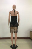Als Show Sexy Fashion Sleeveless V-Ausschnitt Hüftrock Rock Pailletten rückenfreie Club-Kleider