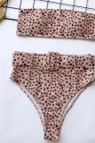 Set di bikini sexy alla moda per adulti con stampa patchwork in nylon con stampa leopardata in due pezzi