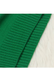 Grüner O-Ausschnitt mit langen Ärmeln und Animal-Prints, solides Patchwork