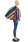 Cardigan multicolore Stampa a contrasto Colore Stampa a righe Mantello manica lunga