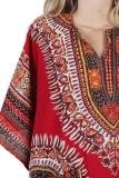 Red and yellow Fashion adult Sexy Bat sleeve Half Sleeves O neck Swagger Mini Patchwork Print