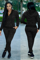 Zwarte mode volwassen sexy tweedelige pakken patchwork dot rechte tweedelige broekset met lange mouwen
