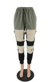 Pantaloni Harlan patchwork tinta unita senza maniche con fasciatura media verde militare