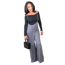 Black High Solid Loose Pants  Two-piece suit
