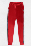Vermelho adulto casual moda patchwork estampa assimétrica sólida de duas peças terno lápis manga longa