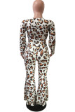 Pantalon coupe botte léopard élastique à imprimé léopard