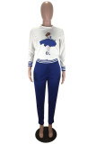 White Fashion Sexy Two Piece Suits Solid Print Slim fit Character Regular Long Sleeve Two-piece