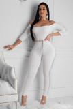 Weißes Mode-reizvolles Patchwork-Körper-Kragen mit drei Vierteln ein Wort