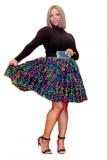 Falda plisada con letras y estampado geométrico de malla floral alta con bragueta elástica multicolor falda acampanada s