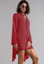 Vin Rouge Casual O-Neck Manches Longues Jupe Lâche Club Robes