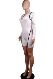 White street Fashion Solid zipper Long Sleeve O Neck Rompers
