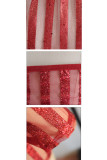 Vino rosso moda sexy patchwork per adulti abiti a due pezzi paillettes tinta unita a strisce prospettiva maglia sci alla moda