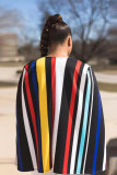 Cardigan multicolore Stampa a contrasto Colore Stampa a righe Mantello manica lunga