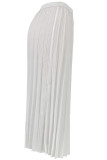 Gonna a pieghe drappeggiata asimmetrica solida bianca con volant elastico bianco Gonne