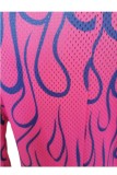 Red Sexy Print Long Sleeve O Neck 