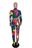 multicolor Sexig Print V-hals Skinny Jumpsuits