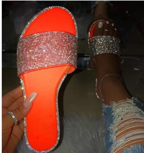 Pantofole piatte confortevoli alla moda arancione patchwork casual hot drill