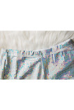 Pantaloni larghi con paillettes drappeggiati senza maniche elastiche multicolori