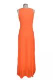 Orange asymmetriskt lapptäckeperspektiv Solid Fashion Sexiga Cover-Ups & strandklänningar