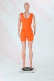 Orange Fashion Sexy Solid Sleeveless Slip 
