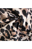 Blauer sexy Patchwork-Zweiteiler mit geradem Leopardenmuster und langen Ärmeln
