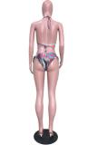 Blauer Verband Ein dreiteiliges Split Fashion Sexy Bikini-Set für Erwachsene