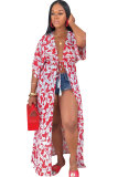 Sexy Mode-Cover-Ups und Strandkleider in Rot mit Patchwork-Print