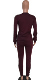 Black Casual Beading Solid Two Piece Suits Patchwork pencil Long Sleeve Two-piece Pants Set