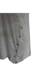 Tops de manga comprida cinza com decote em O e manga comprida sólida com estampa patchwork