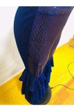 purple Elastic Fly Mid Sequin Solid Loose Pants