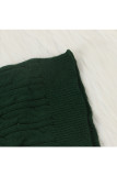 Conjunto curto de duas peças de lã verde Europa e América sólido lápis manga comprida conjunto curto de duas peças