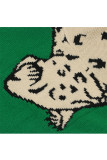 Зеленый О-образный вырез Длинный рукав Животные принты Однотонный Пэчворк