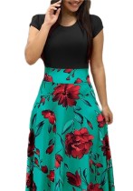 Green A-Line None Ankle-Length Fashion Print Skirts