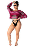 Red Mesh crop top Patchwork Fashion Sexy adult Cover-Ups & Beach Dresses