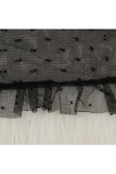 Rede preta sexy patchwork saia quadril sólida manga comprida vestido de duas peças
